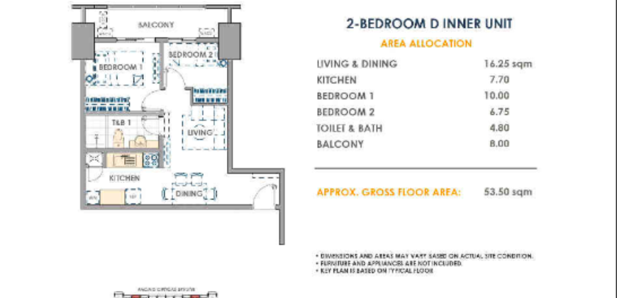 2 Bedrooms in Fairlane Residences by DMCI Homes, 49th floor, Pasig City