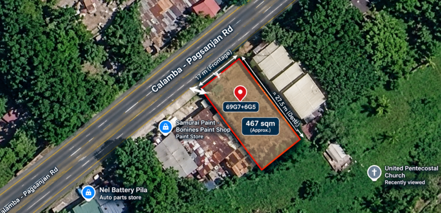 467 SQM PRIME COMMERCIAL LOT FOR SALE – PILA, LAGUNA